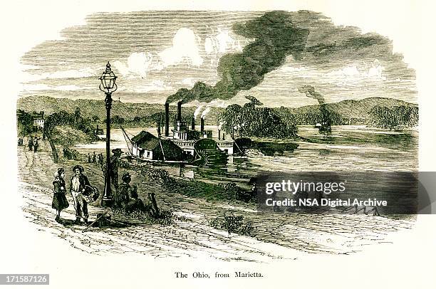 the ohio river, usa, - steamer stock illustrations