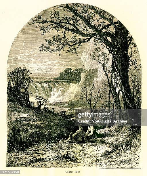cohoes falls, new york - cohoes falls stock illustrations