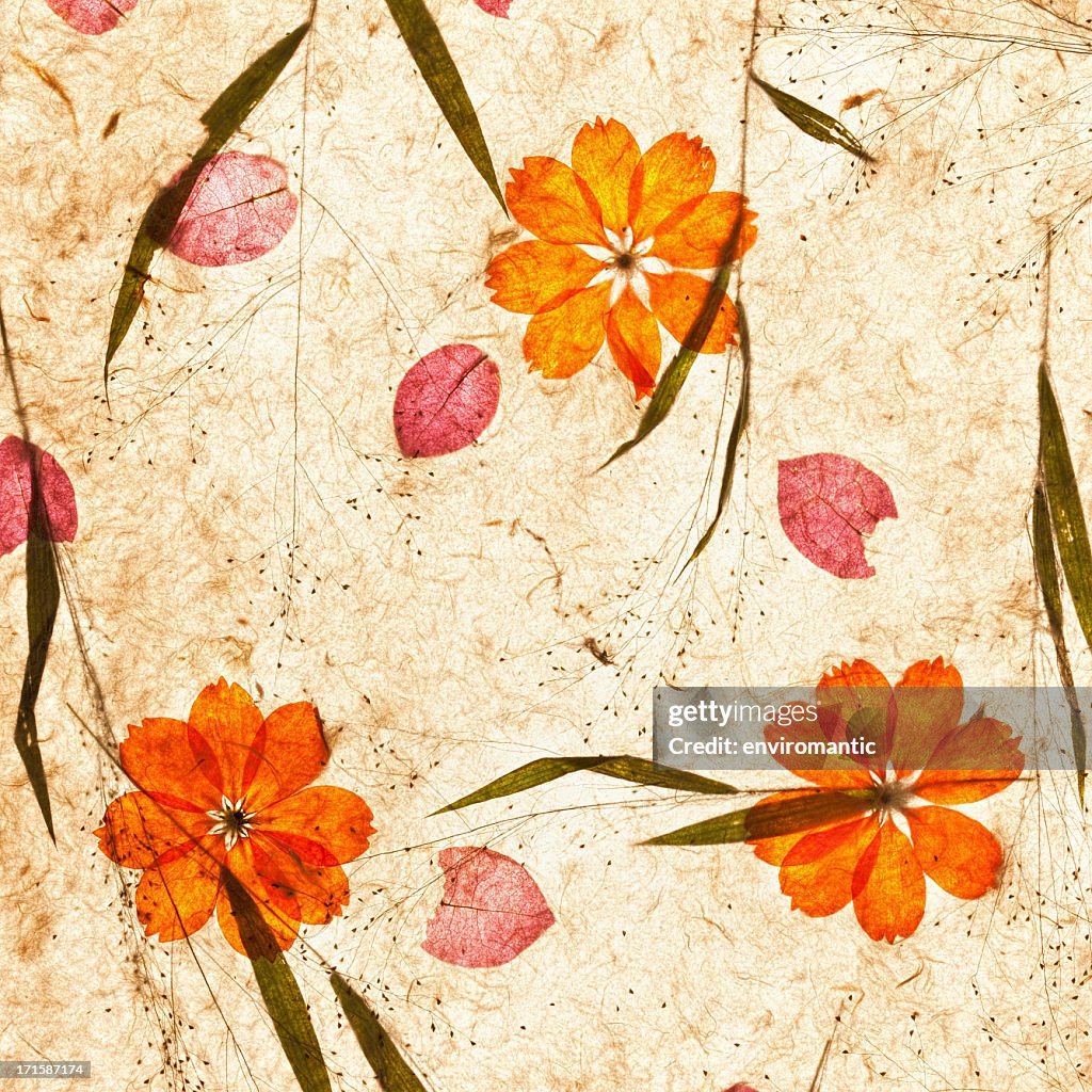 Flor feitos à mão (folha de papel reciclado e de fundo.