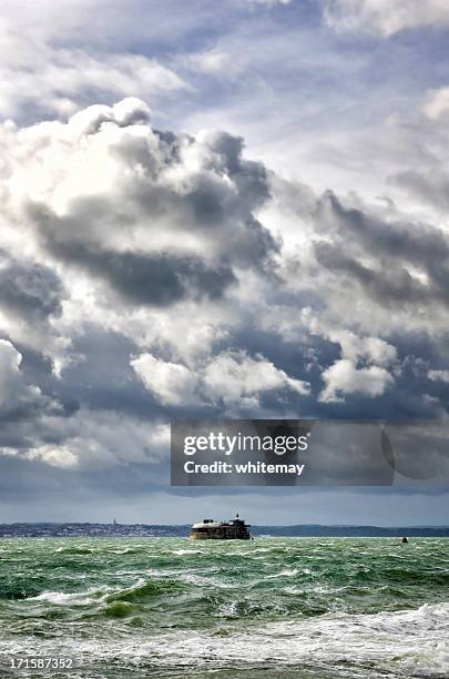 old fort in the solent - southsea stock pictures, royalty-free photos & images