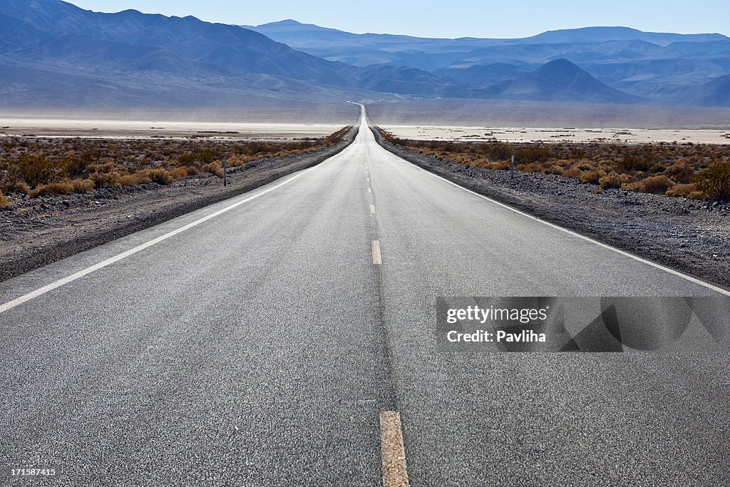 Road 190 in Panamint Valley, California USA