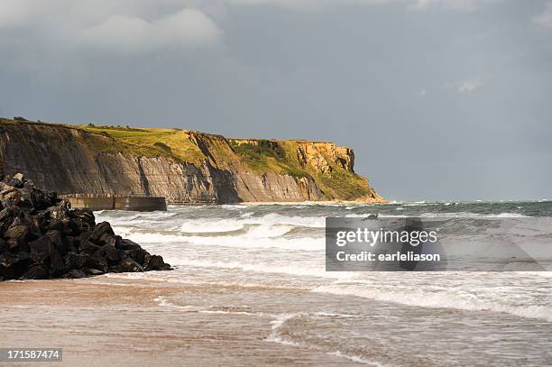 gold beach cliffs - gold beach normandië stockfoto's en -beelden