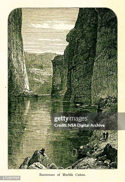 ilustrações, clipart, desenhos animados e ícones de suporte de marble canyon, construída 1872, arizona () - marble rock