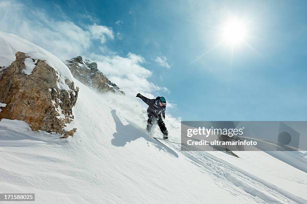 snowboarder in jump - snowboard stock-fotos und bilder