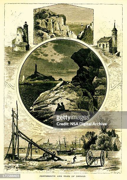 ilustrações de stock, clip art, desenhos animados e ícones de portsmouth e isles of shoals, eua - portsmouth new hampshire