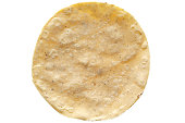 Corn tortilla on white background