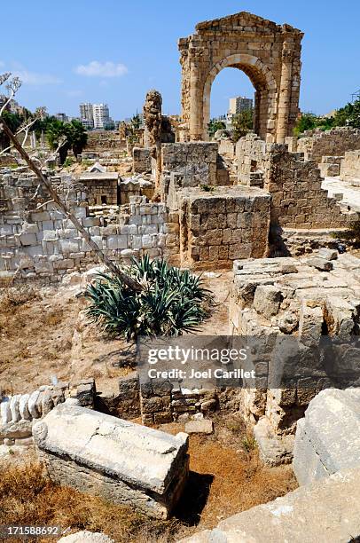 al bass archaeological site in tyre, lebanon - tyre stockfoto's en -beelden