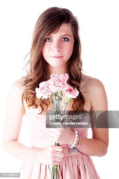 美しい少女 carnations 、ピンク - flower arrangement carnation ストックフォトと画像