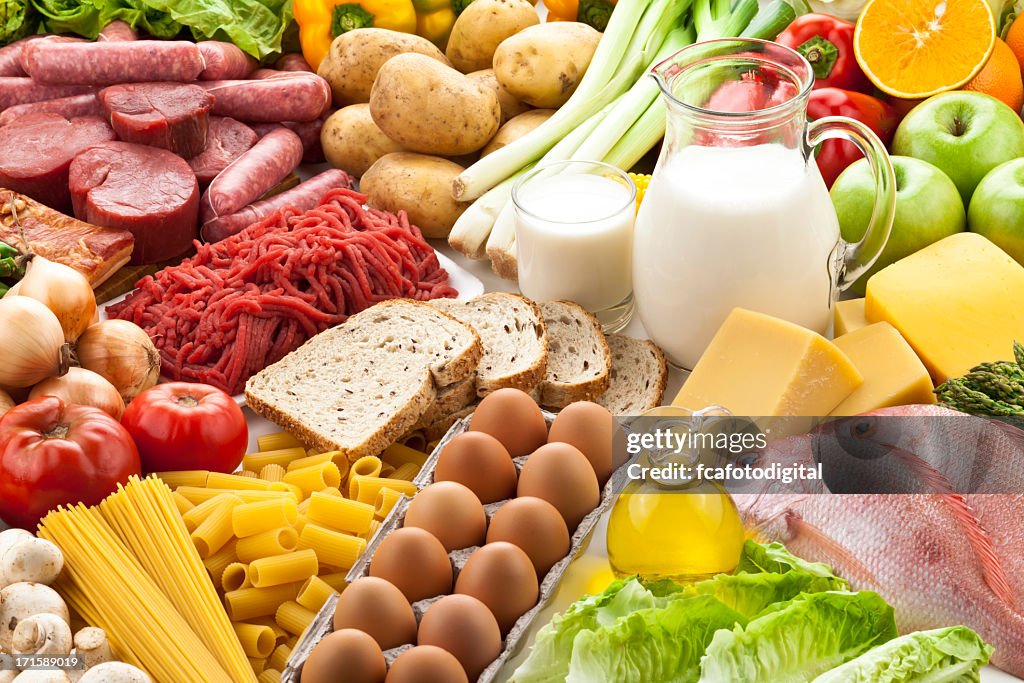 Table filled with different types of foods