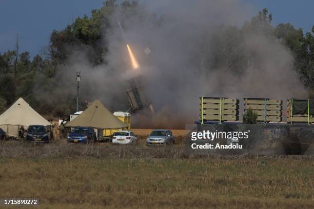 Rockets fired from Gaza are neutralized in the air by Israel's 'Iron Dome' air defense system on the fourth day of the clashes in the city of...