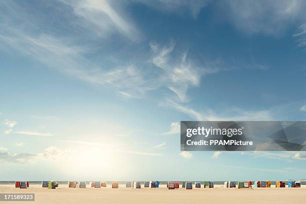 strandstühle - strandkorb stock-fotos und bilder