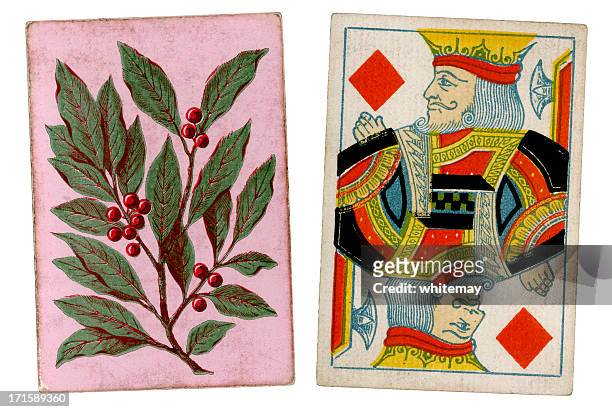 victorian playing card with king of diamonds - floral pattern suit stock illustrations