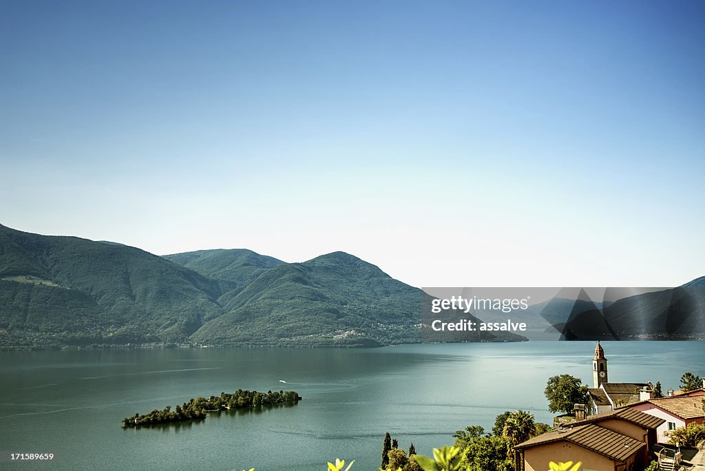 Insel Brissago sind village zu Ronco sopra Ascona, der Lago Maggiore und der Schweiz