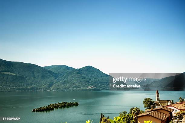 island of brissago, village ronco sopra ascona, lake maggiore switzerland - ascona 個照片及圖片檔