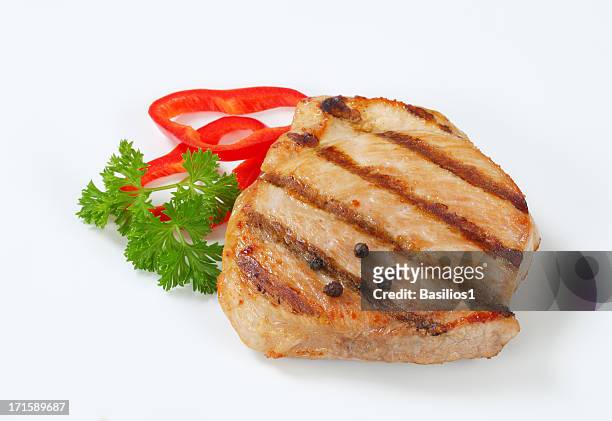 grilled pork steak with spices - cutlet bildbanksfoton och bilder