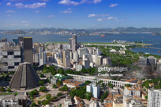 downtown rio de janeiro - aerial view of rio de janeiro stock pictures, royalty-free photos & images