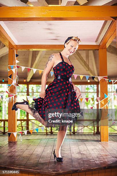 retro rockabilly woman - rockabilly pin up girls stock pictures, royalty-free photos & images