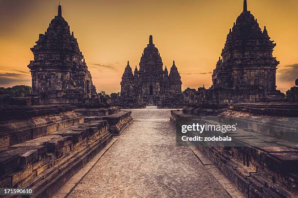 sewu buddist temple in java, indonesia - java stockfoto's en -beelden