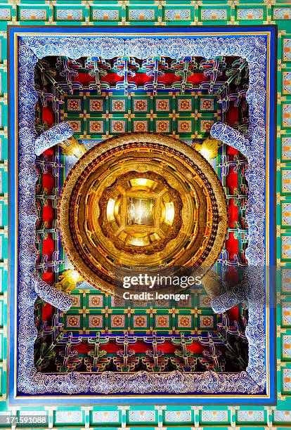 caisson ceiling of ancient temple,beijing,china - caisson stock pictures, royalty-free photos & images