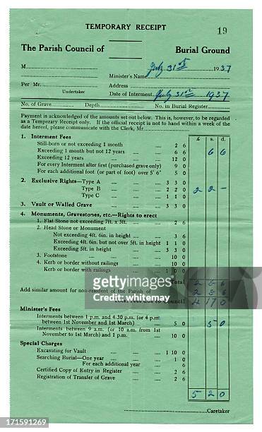 temporary receipt for burial of a child - child death stock pictures, royalty-free photos & images