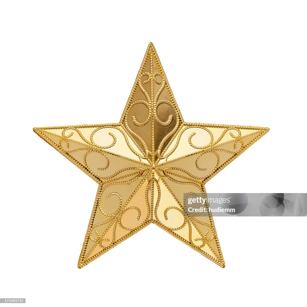 Estrella de oro (Clipping path (Borde de corte)). Aislado sobre blanco