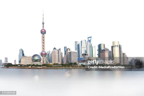 shanghai bund - antenne freisteller stock-fotos und bilder