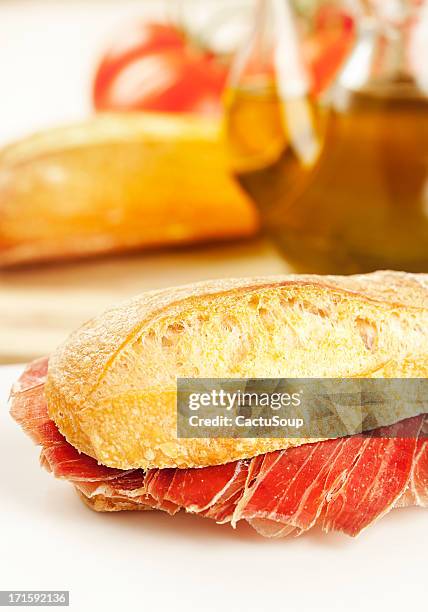 delicious sandwich - jamón serrano stock pictures, royalty-free photos & images