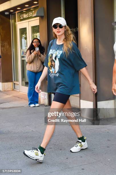 Taylor Swift is seen in Greenwich Village on October 03, 2023 in New York City.