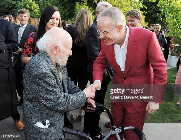 Gustav Metzger and co-director of the Serpentine Gallery Hans Ulrich-Obrist attend the annual Serpentine Gallery Summer Party co-hosted by L'Wren...