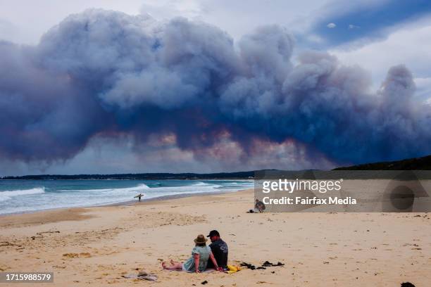 Bushfires at Coolagite on the NSW south coast, as seen from Camel Rock. October 3rd, 2023