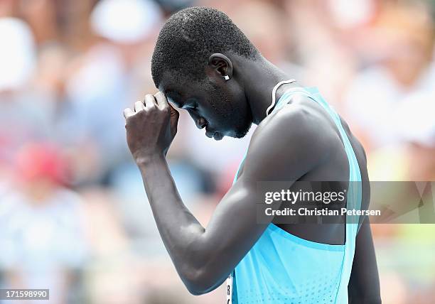 Charles Jock before the Men's 800 Meter Run on day four of the 2013 USA Outdoor Track & Field Championships at Drake Stadium on June 23, 2013 in Des...