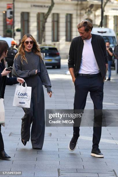 Abbey and Peter Crouch are seen on October 10, 2023 in London, United Kingdom.