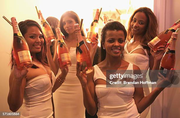 General view of atmosphere at the Moet Rose Lounge DC hosted by Wale to celebrate the release of "The Gifted" at W POV Terrace on June 26, 2013 in...