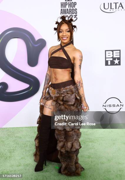 GloRilla attends the BET Hip-Hop Awards 2023 on October 03, 2023 in Atlanta, Georgia.