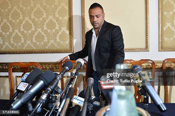 Fabrizio Miccoli attends a press conference at Excelsior Palace Hotel on June 27, 2013 in Palermo, Italy.