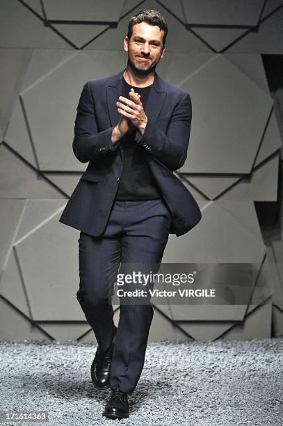 Paul Surridge walks the runway at the Z Zegna show during Milan Menswear Fashion Week Spring Summer 2014 on June 25, 2013 in Milan, Italy.