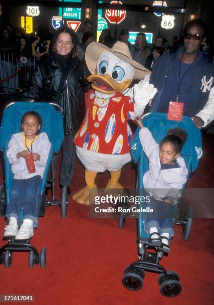 Actor Don Cheadle, girlfriend Bridgid Coulter and children Imani and Ayana Cheadle attend the Disney's California Adventure Park Grand Opening...