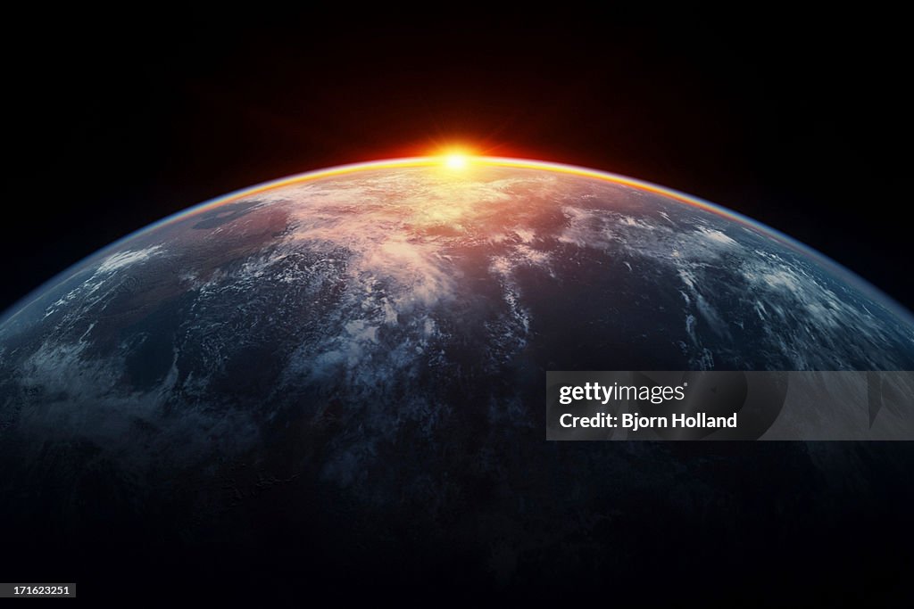 Sunlight eclipsing planet earth