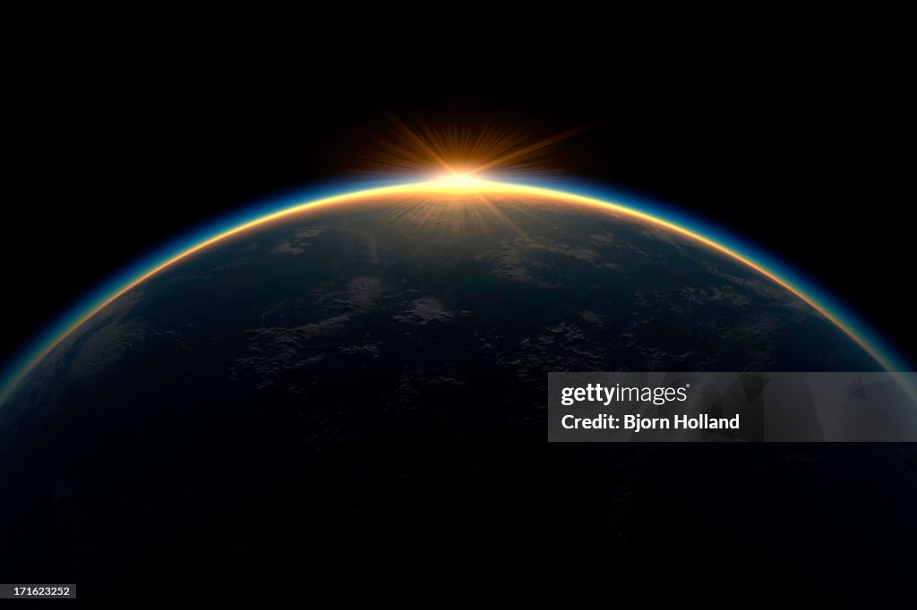 Sunlight eclipsing planet earth
