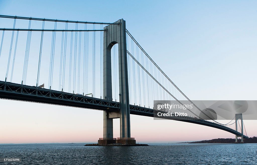 Verrazano-narrows bridge at sunrise, New York City, USA