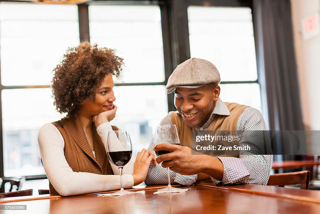 Couple at wine bar