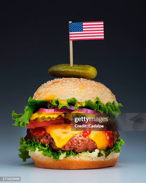 burger with us flag - inlagd gurka bildbanksfoton och bilder