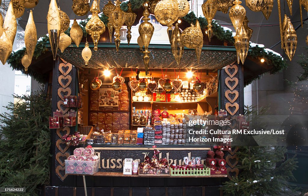 Christmas decorations in christmas market, Salzburg, Austria