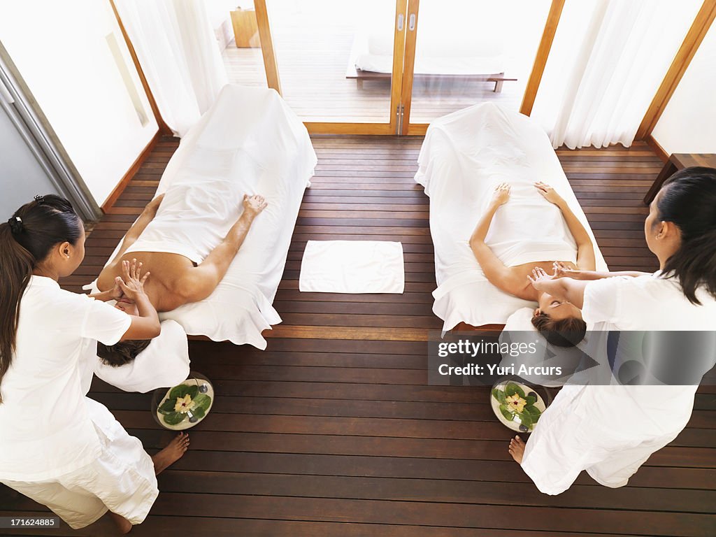 South Africa, Cape Town, Couple getting massage in spa