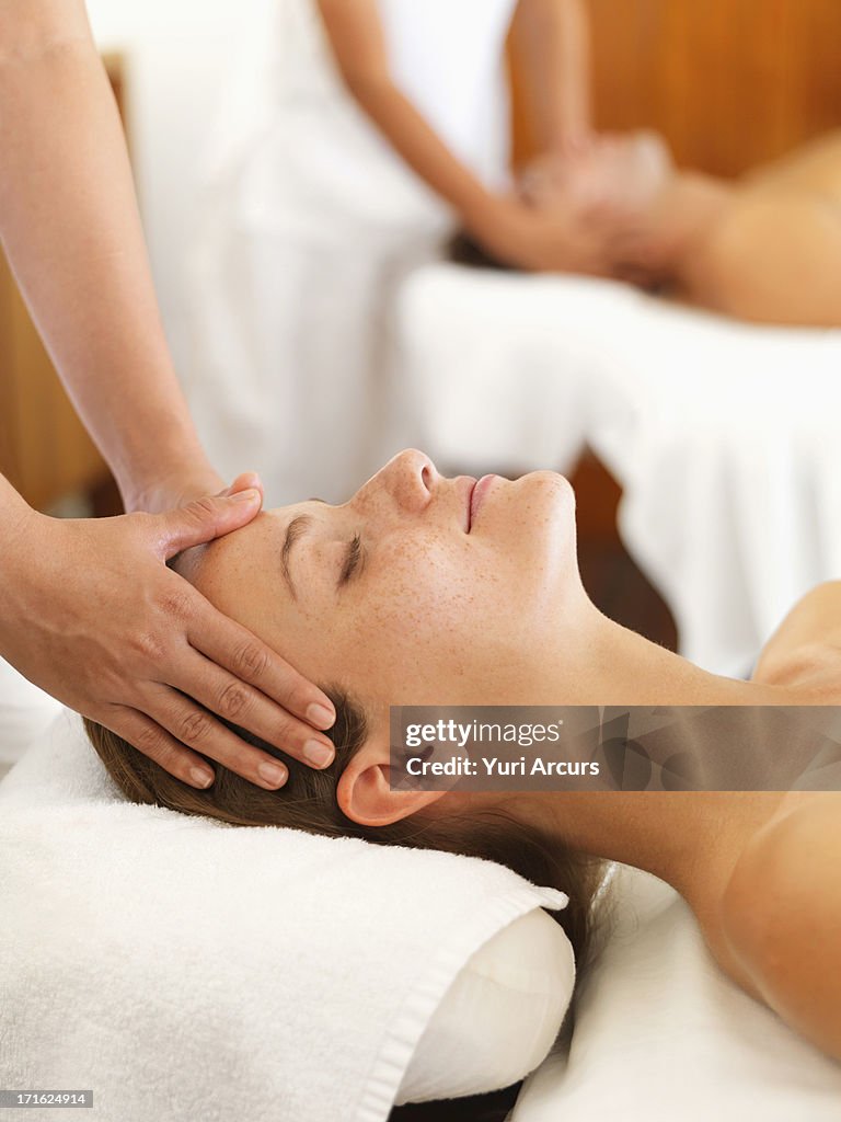 South Africa, Cape Town, Two people getting massage in spa