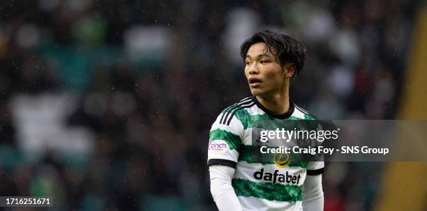 Reo Hatate in action for Celtic during a cinch Premiership match between Celtic and Kilmarnock at Celtic Park, on October 07 in Glasgow, Scotland.