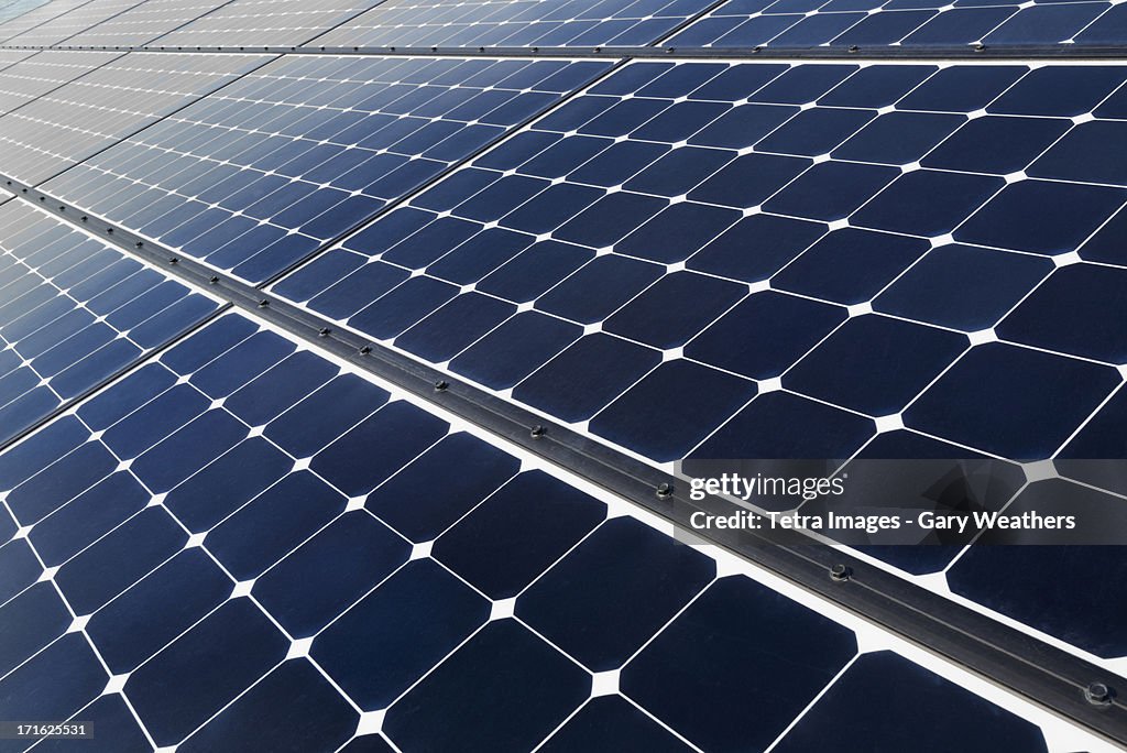 USA, California, Death Valley, Solar panels on desert