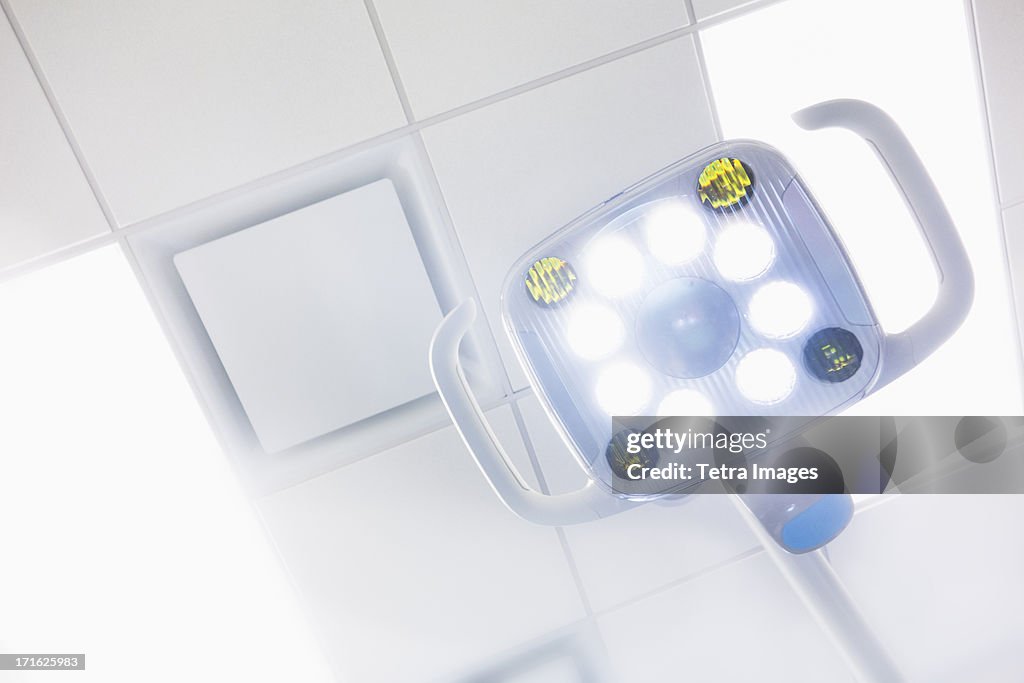 USA, New York State, New York City, Lamp and ceiling in dentist office