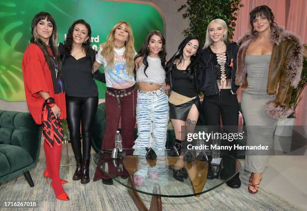 Isabela Raygoza, Kany Garcia, Marla Becerra, Nathy Peluso, Nicki Nicole, Young Miko and a guest at the Billboard Latin Conference at the Faena Forum...