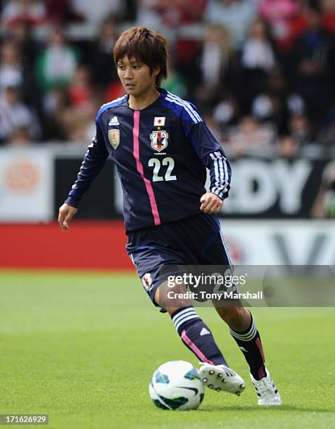 Kana Osafune of Japan during the England Women v Japan Women - Womens' International Match at Pirelli Stadium on June 26, 2013 in Burton-upon-Trent,...